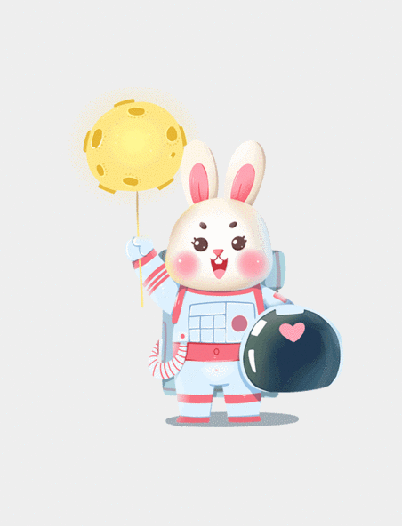 中秋中秋节月兔兔子宇航员卡通玉兔拟人动图gif