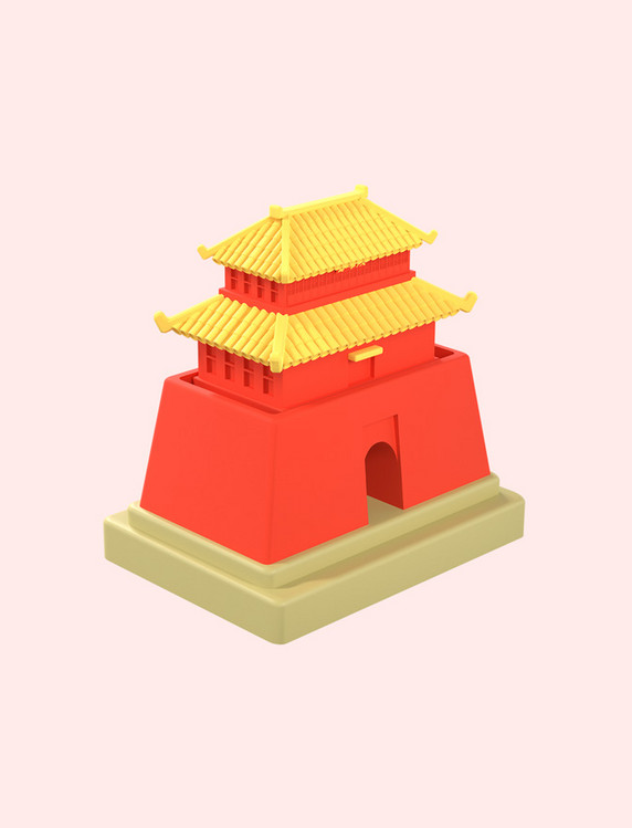 3D立体古建筑天下第一关春节新年中国风国潮