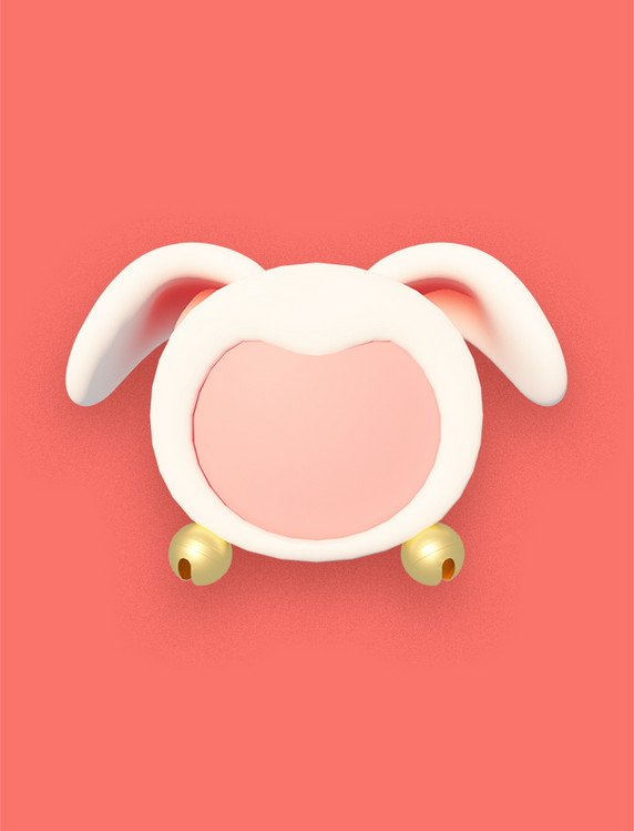 3D立体春节卡通可爱创意兔年兔子边框