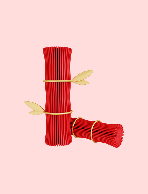 3D立体剪纸竹子新年快乐春节红色金色年货节