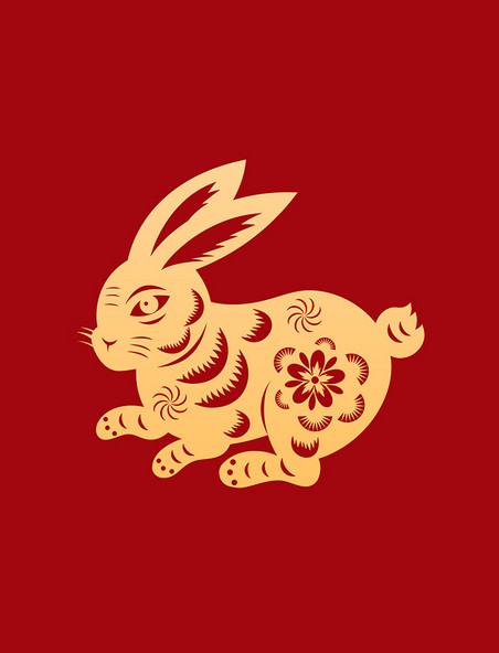 剪纸兔烫金兔年剪纸兔春节新年