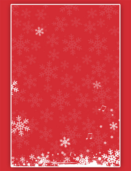 冬季雪花红色简约圣诞节雪花背景