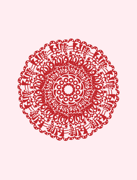 新年春节福字喜庆吉祥红色剪纸窗花设计元素