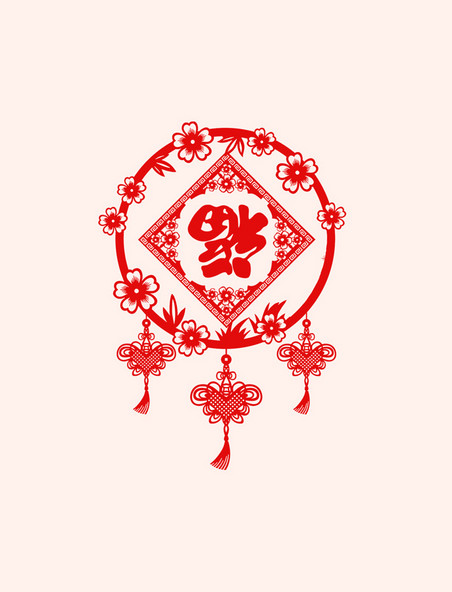 春节新年元素红色剪纸窗花福字春节新年窗花