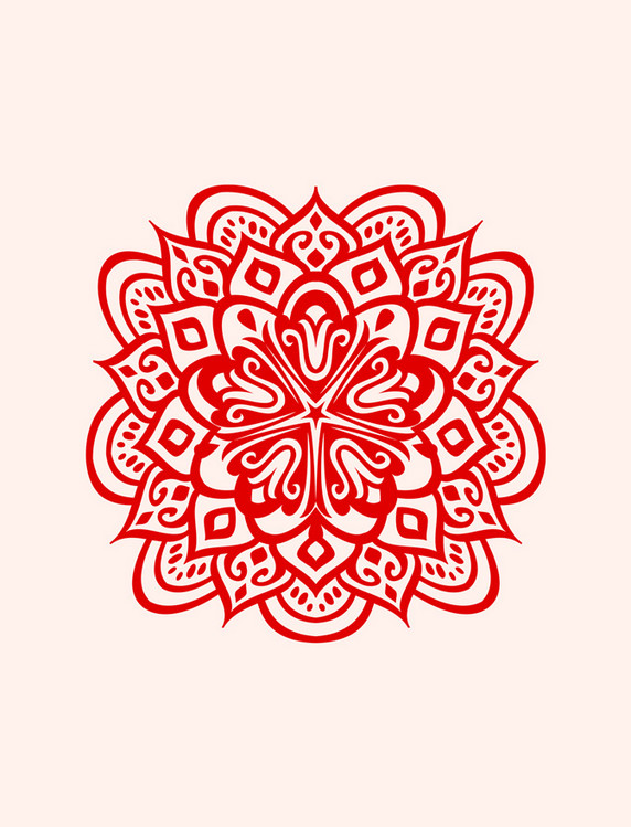 中式花纹新年剪纸装饰窗花红色