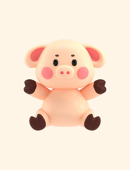 3D立体C4D卡通可爱十二生肖动物IP猪