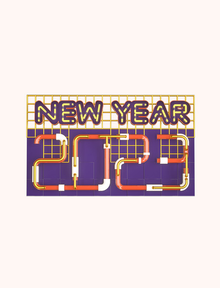  NEW YEAR2023新年霓虹灯管道立体