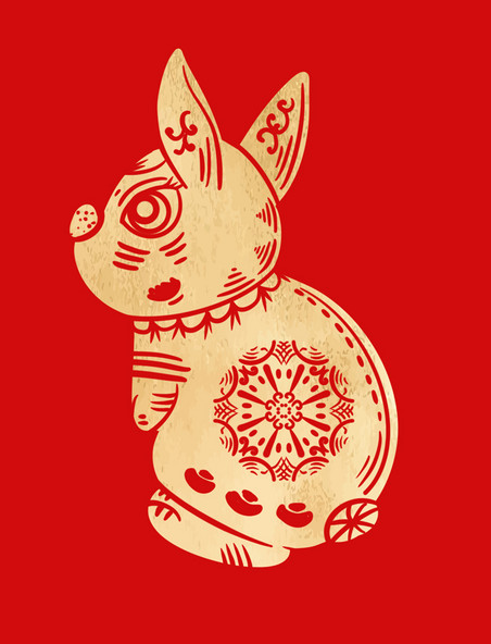 兔年新春春节除夕剪纸兔子新年