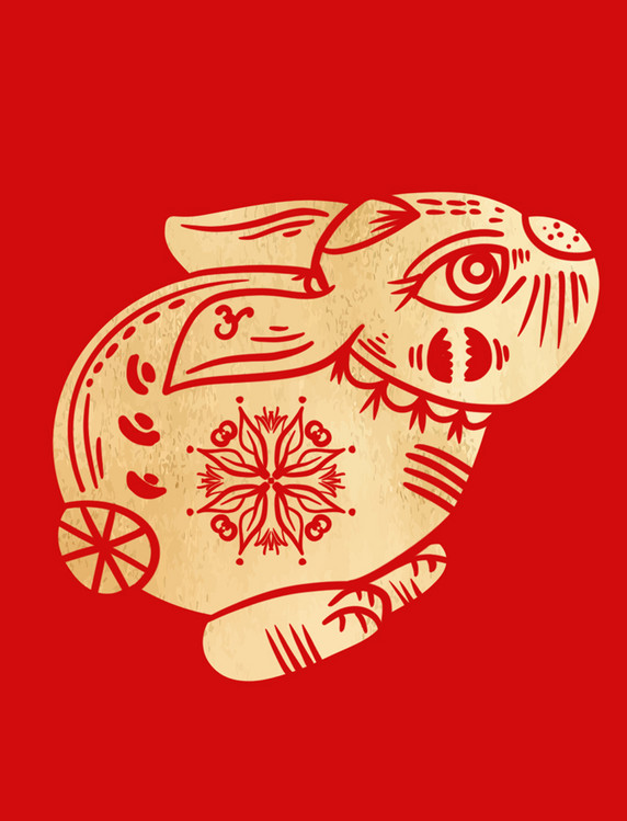 吉祥物兔年除夕新春春节剪纸兔子新年