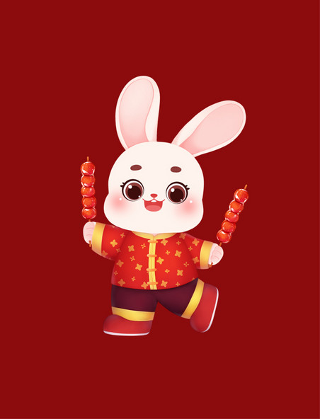 春节兔子红色喜庆新年可爱卡通元素