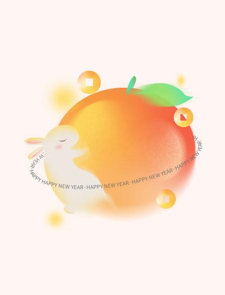 弥散风兔年春节兔子橘子元素