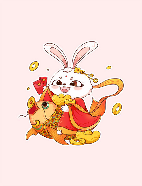 兔年送福新年春节锦鲤国风元素