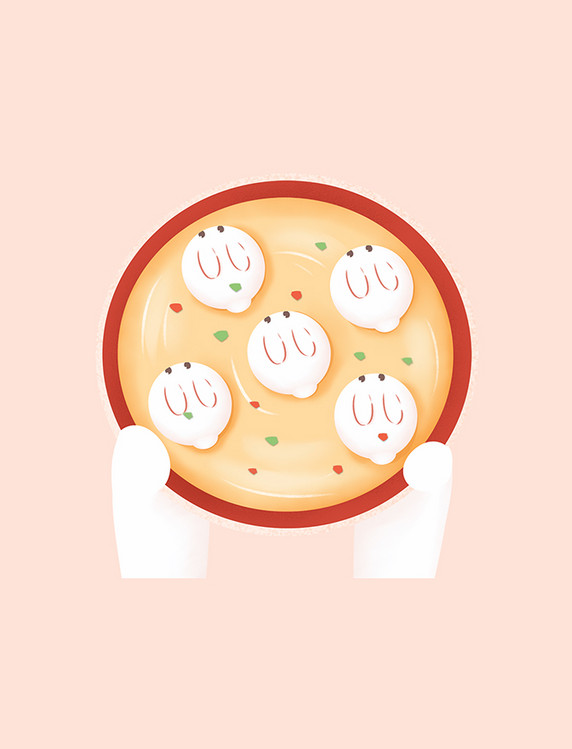 汤圆元宵节兔年兔子汤圆可爱元素