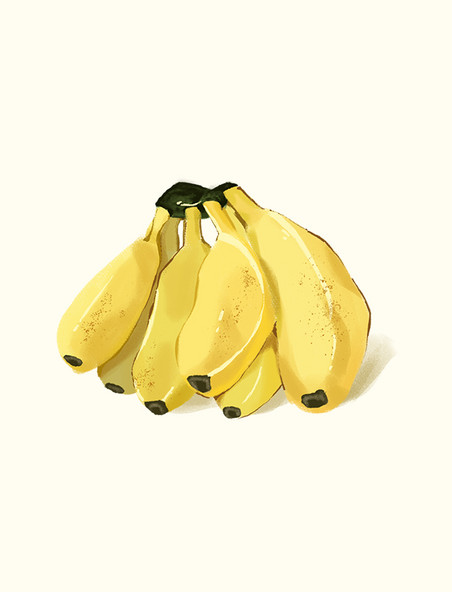 手绘插画黄色水果成熟香蕉芭蕉