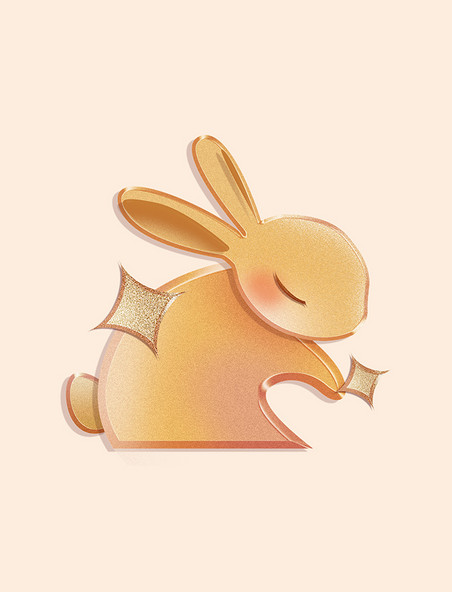 兔年剪影简约金色兔年兔子元素春节