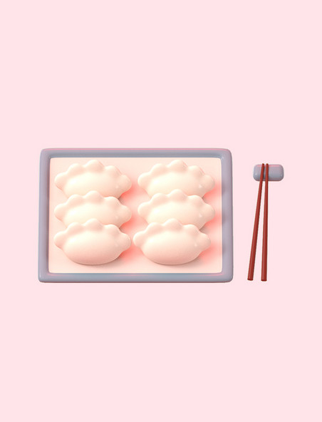 C4D立体新年传统美食饺子3D水饺