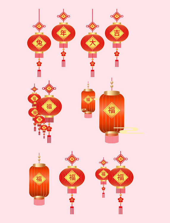 红色中国风新年兔年春节边框灯笼