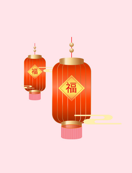 红色中国风新年兔年春节边框灯笼剪纸元宵