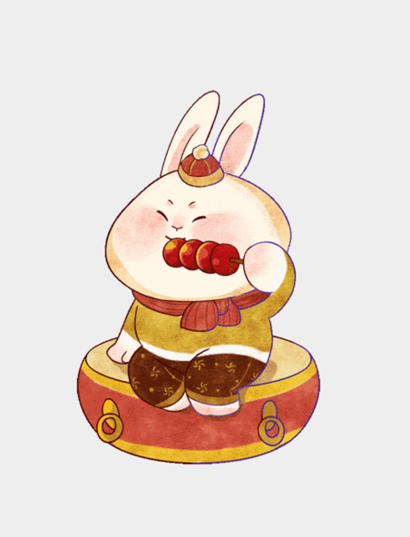 兔年春节兔子冰糖葫芦卡通拟人动图gif