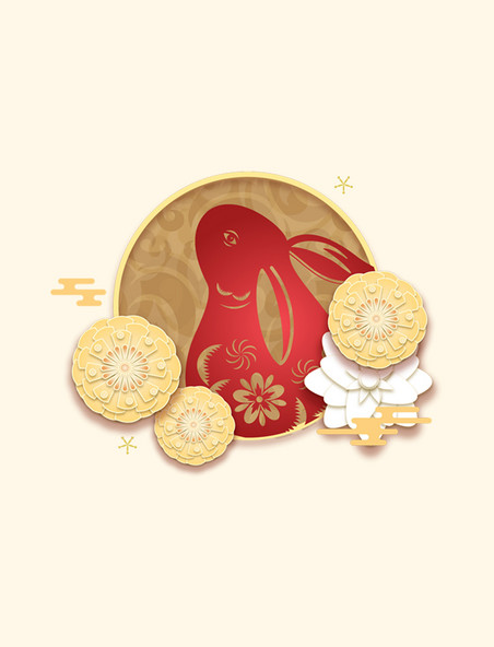 兔年新年春节花朵剪纸装饰