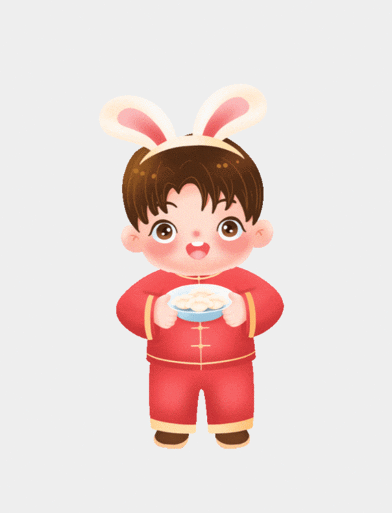 兔年春节过年福娃拜年男孩卡通动图gif