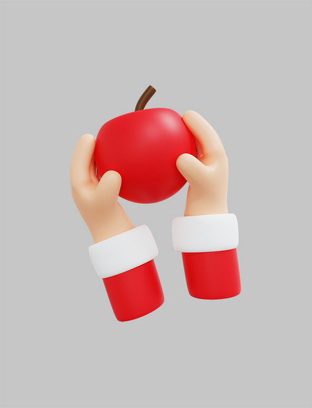 圣诞节3DC4D立体手拿苹果