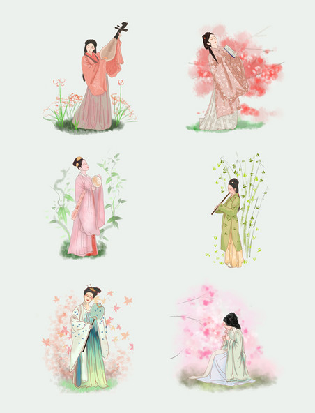 手绘中国风古典美女人物