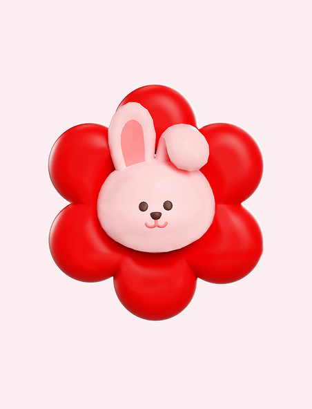 3D立体C4D兔子花朵