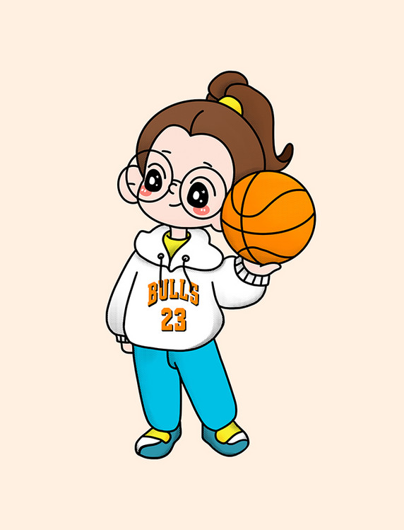 开学季开学寄语插画人物篮球女孩