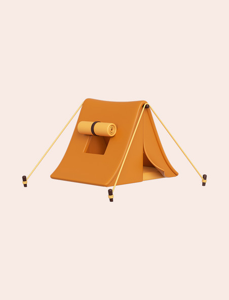 3D立体旅行黄色帐篷