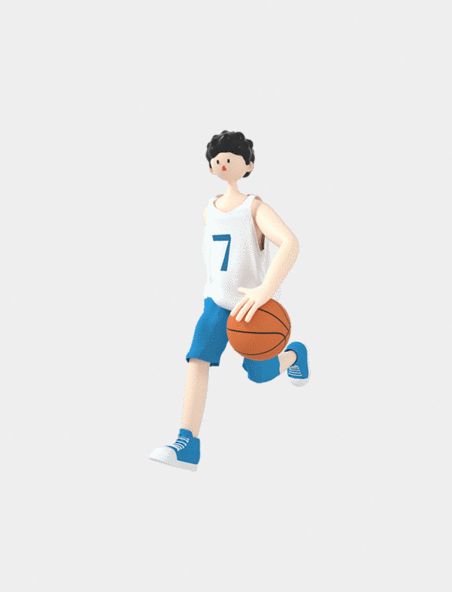 C4D立体3D篮球运动员跑步篮球动图gif