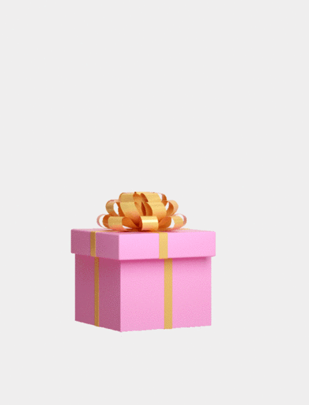 C4D立体粉色礼物盒弹出爱心礼物盒3D动图gif