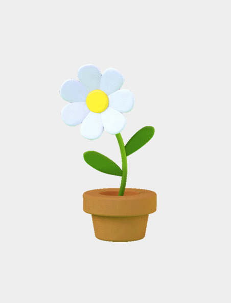 C4D白色盆栽花朵植物3D立体动图gif