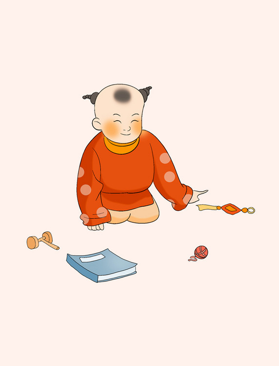 可爱古装儿童男孩抓周