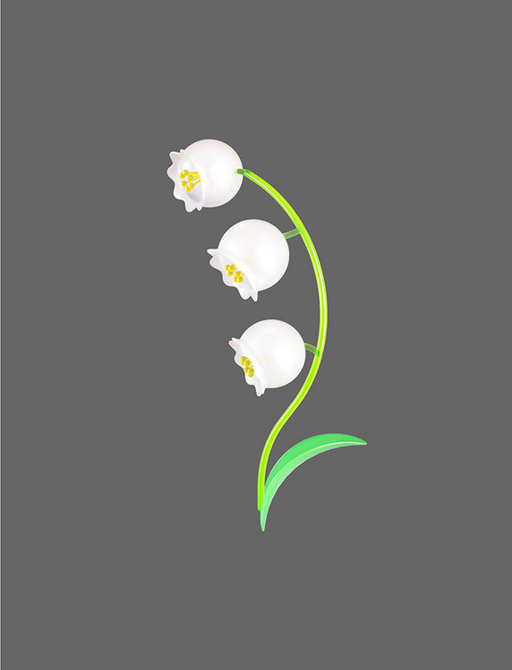 春天春季3D立体C4D玻璃花朵铃兰花