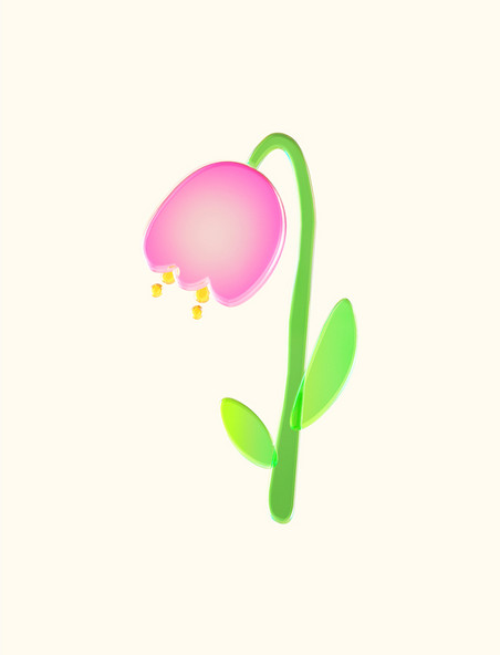 春天春季3D立体C4D玻璃花朵粉色花