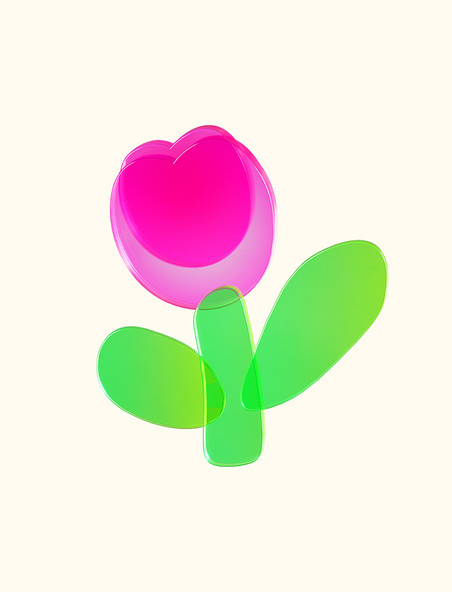 春天春季3D立体C4D玻璃花朵抽象花