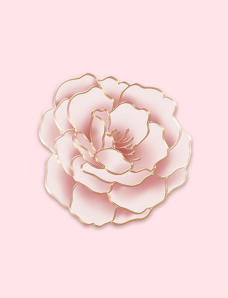立体浮雕粉色牡丹花