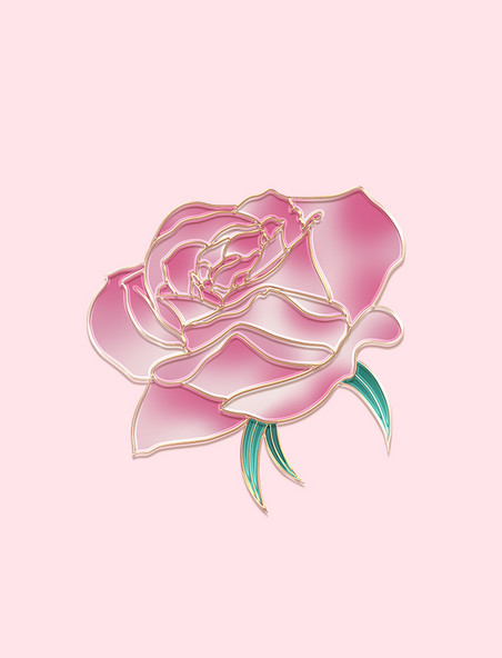立体浮雕粉色玫瑰花