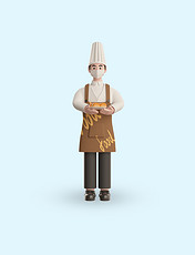 3D立体C4D男性职业人物模型厨师