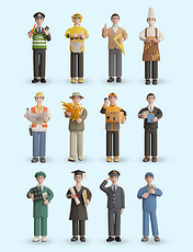 3D立体C4D男性职业人物模型套图