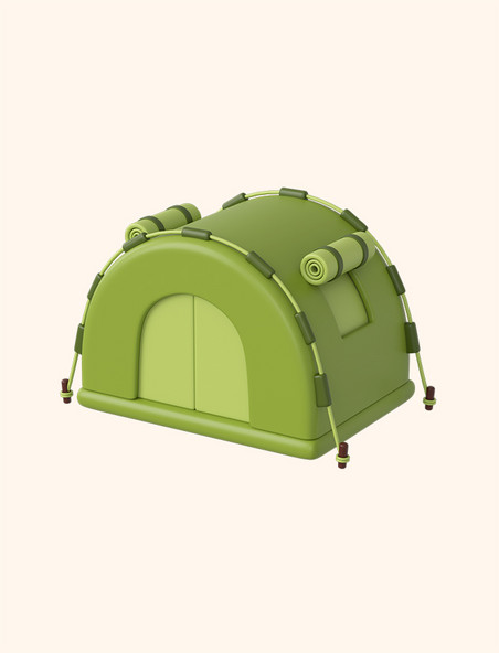 C4D3D立体旅行小装饰绿色露营帐篷
