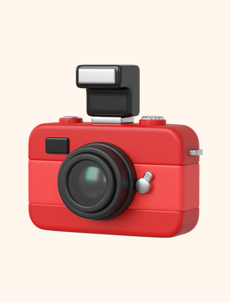 C4D3D立体旅行小装饰红色照相机