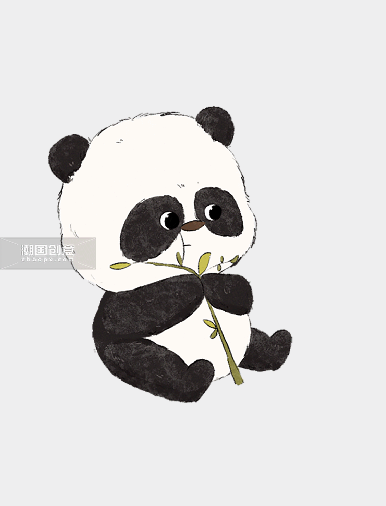卡通可爱熊猫吃竹子动图