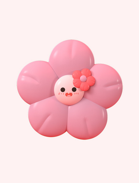 卡通C4D3D立春花朵娃娃粉色花朵