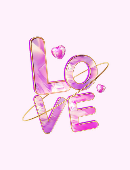 LOVE情人节粉色3D立体艺术字体