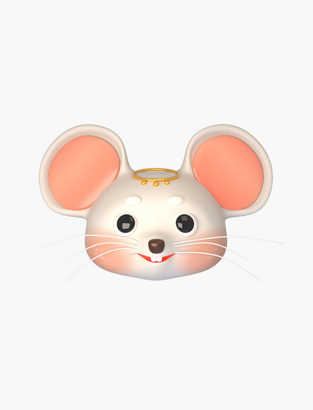 卡通3DC4D12生肖动物头老鼠头