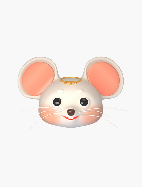 卡通3DC4D12生肖动物头老鼠头