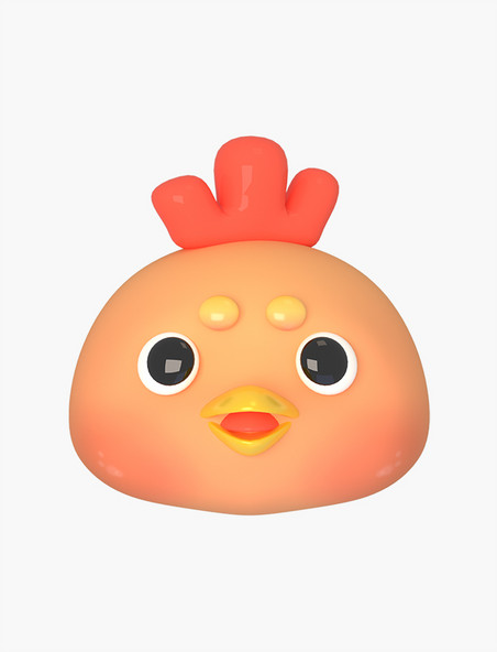 卡通3DC4D12生肖动物头粉红色公鸡头