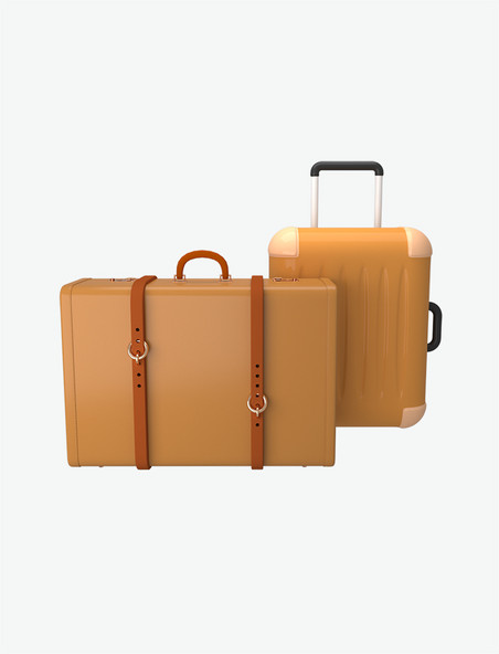 卡通C4D3D旅游元素行李箱